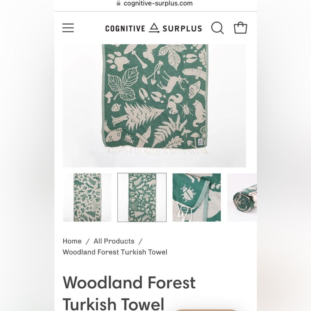 Cognitive Surplus Turkish Towels Woodland Forest Animals and Flora